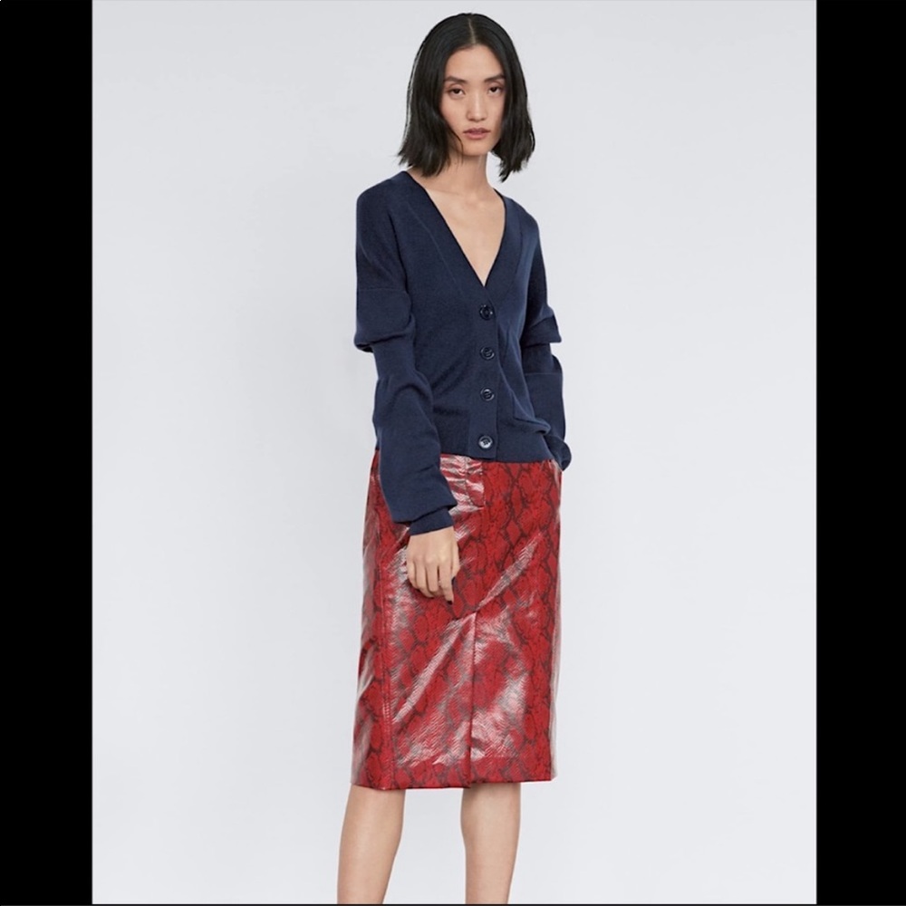 Tibi snake skin faux leather pencil skirt size 2